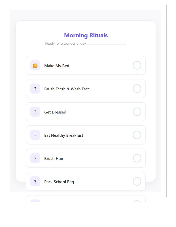 Kids Daily Morning Ritual Chart Printable