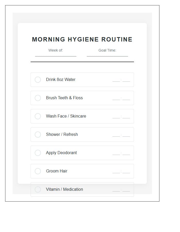 Morning Hygiene Tasks Routine Chart Printable