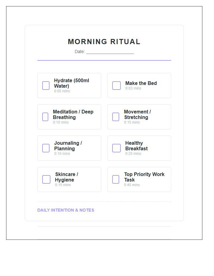 Visual Morning Ritual Task Chart Printable