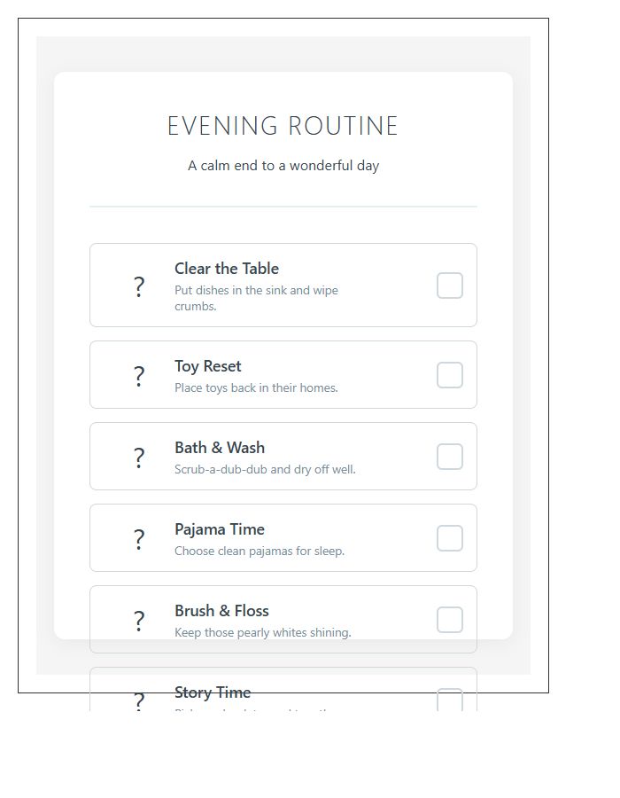 Illustrated Evening Routine Chore Chart Printable