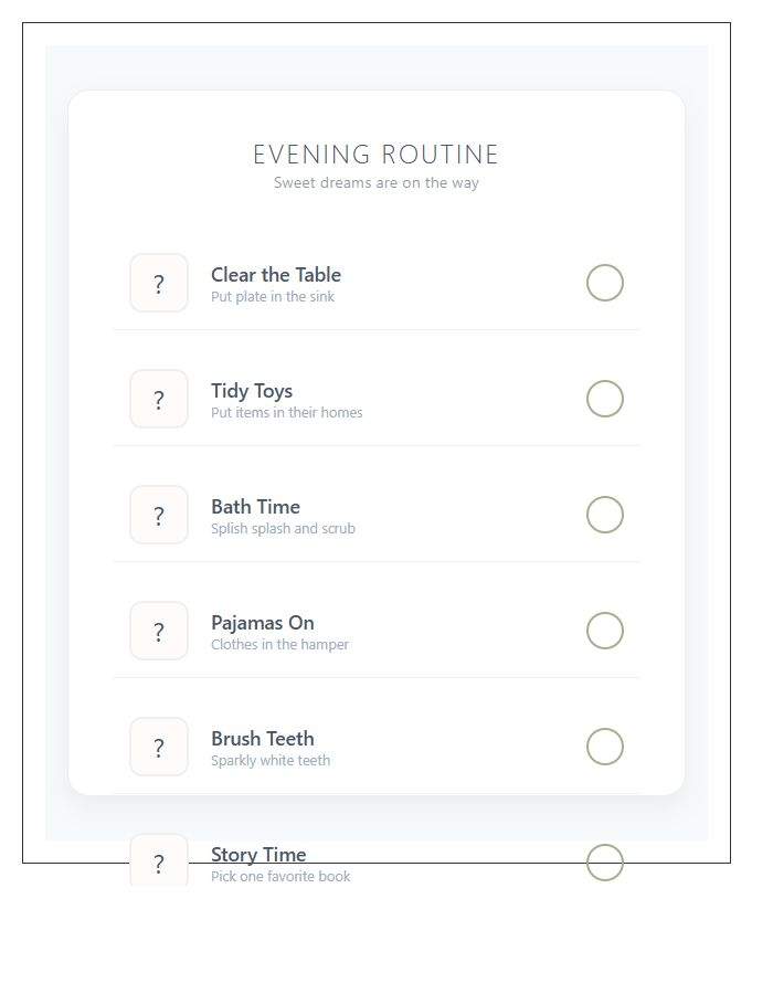 Visual Evening Routine Chore Chart Printable For Kids