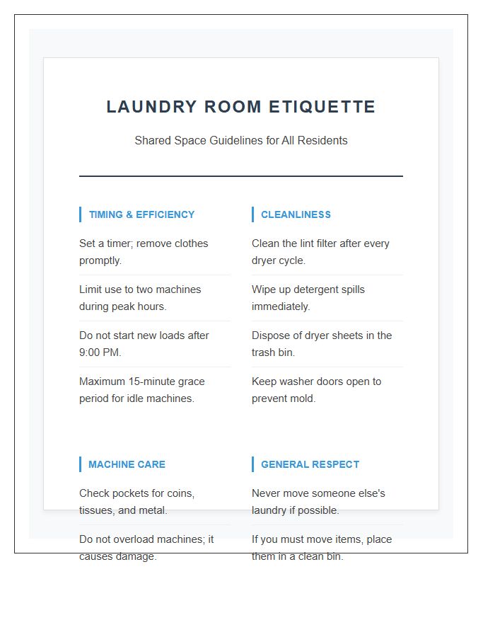 Apartment Laundry Room Etiquette Printable Chart