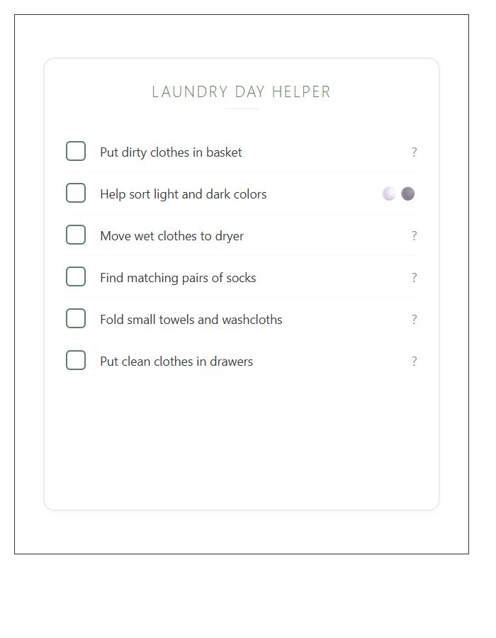 Toddler Laundry Task List Printable Chart