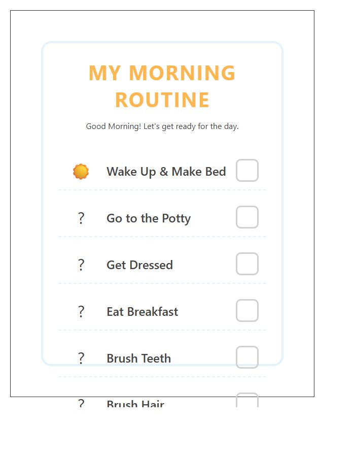 Easy Preschooler Morning Task Chart Printable