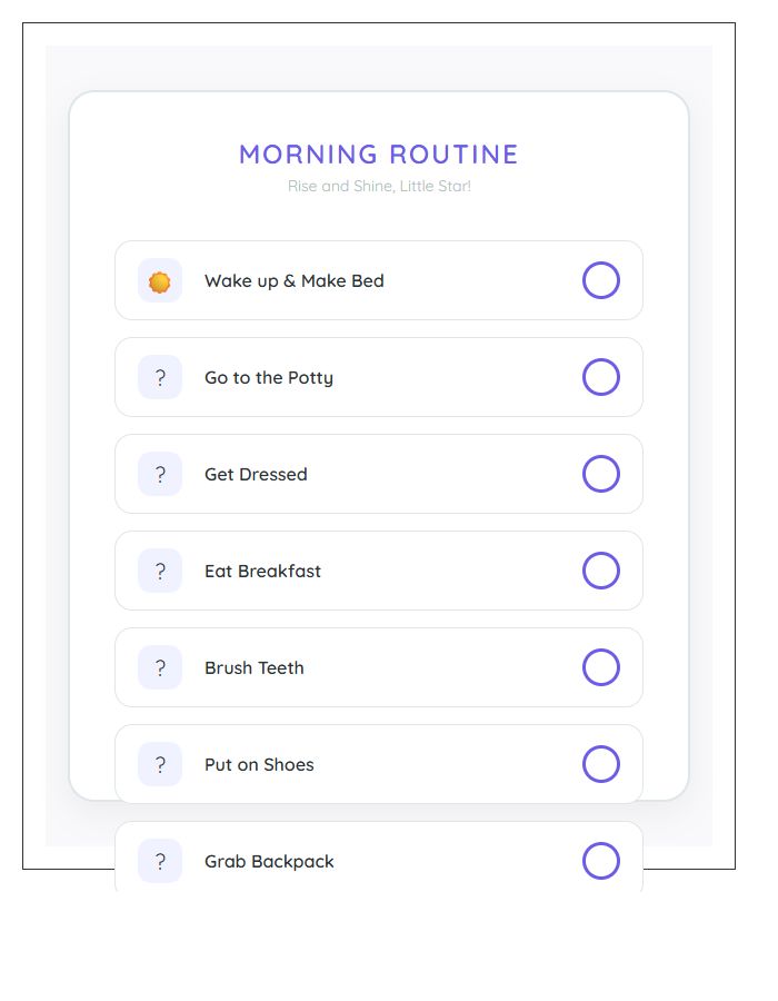 Preschooler Morning Routine Chore Chart Printable