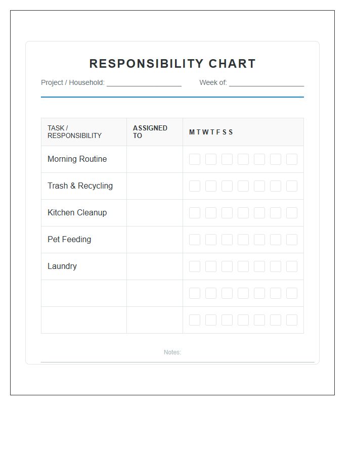 Simple Visual Responsibility Chart Printable