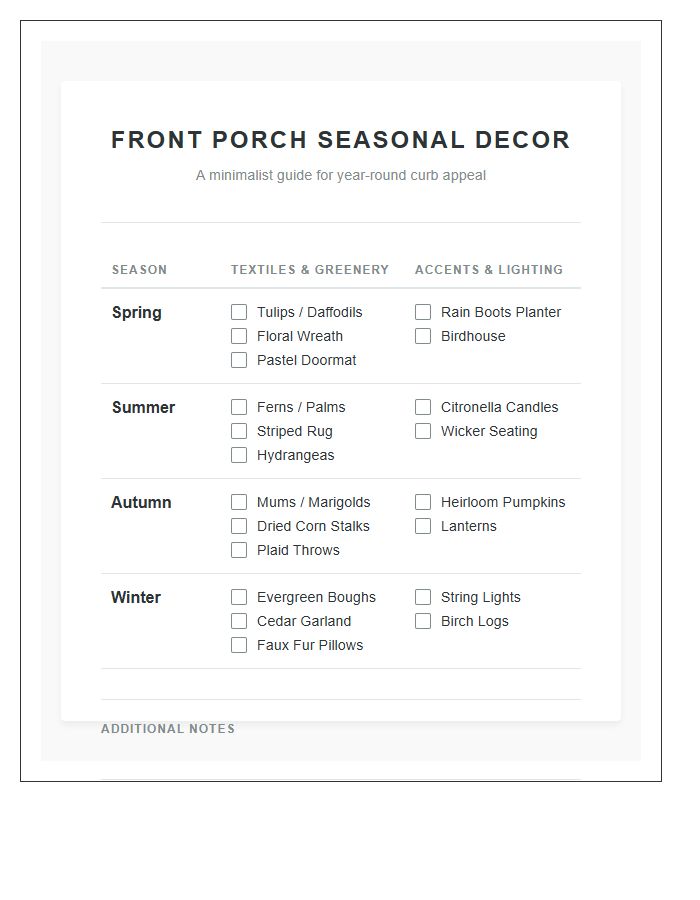 Front Porch Seasonal Printable Chart