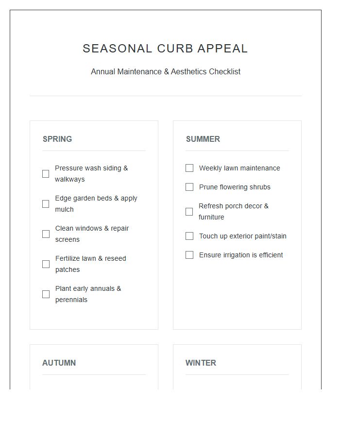 Seasonal Curb Appeal Printable Chart