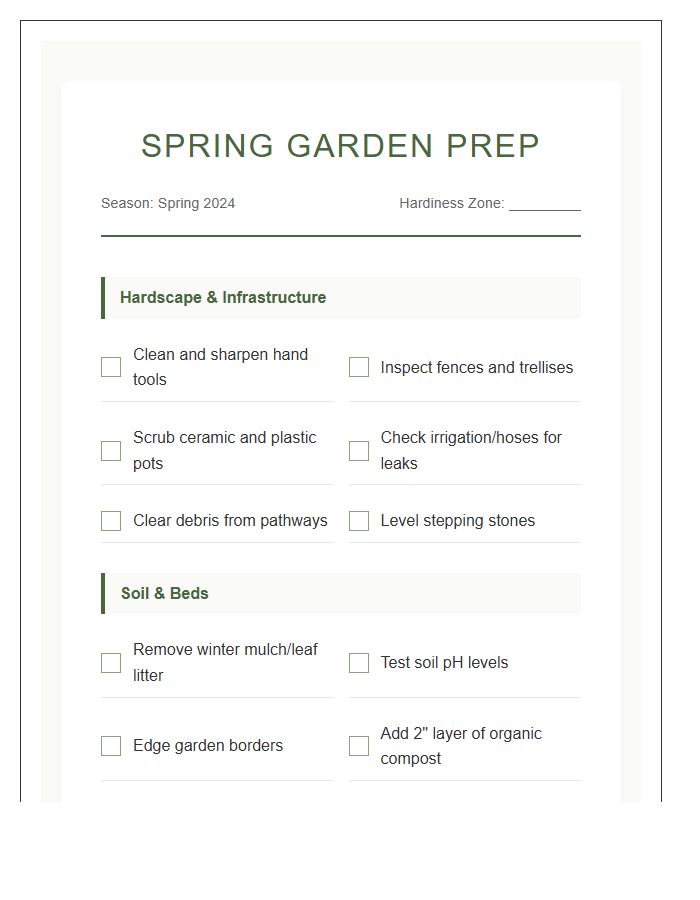 Spring Garden Cleaning Printable Checklist Chart