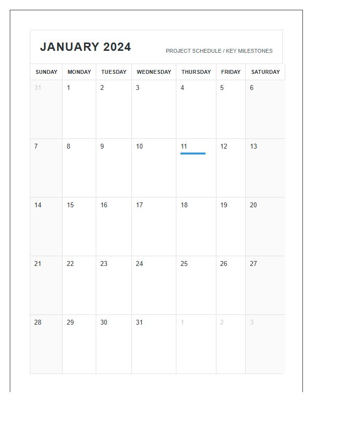 Professional Printable Landscape Monthly Calendar Chart