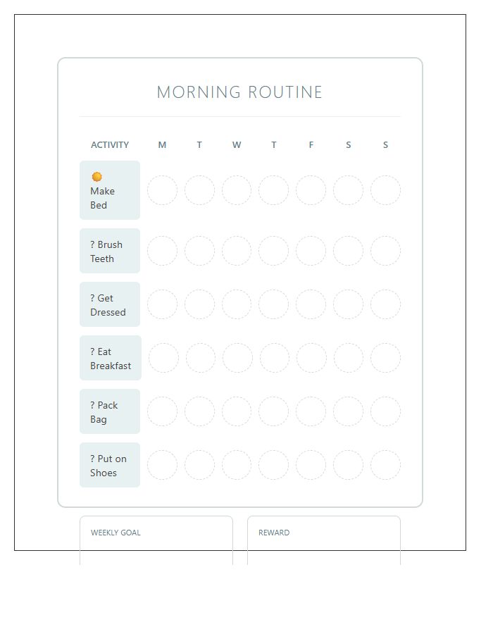 Morning Routine Printable Sticker Chart