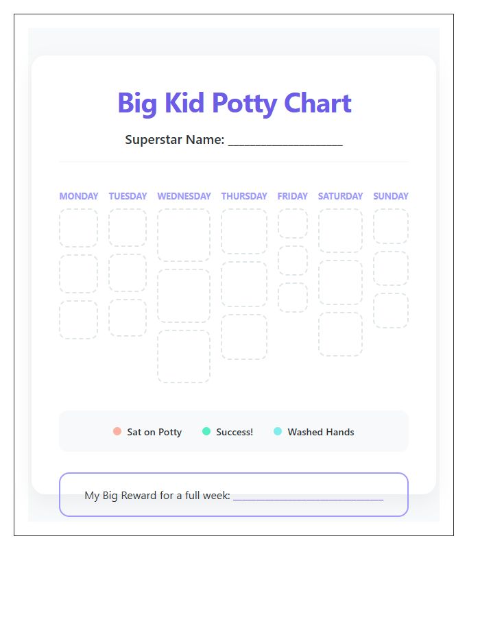 Potty Training Sticker Printable Chart