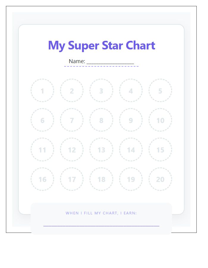 Preschooler Sticker Reward Printable Chart