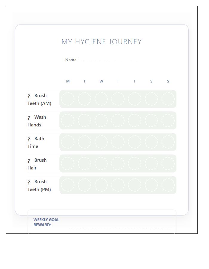 Toddler Hygiene Printable Sticker Chart