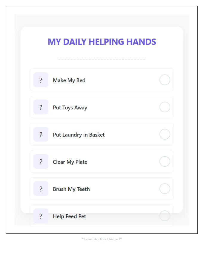 Visual Chore Printable Chart For Toddlers