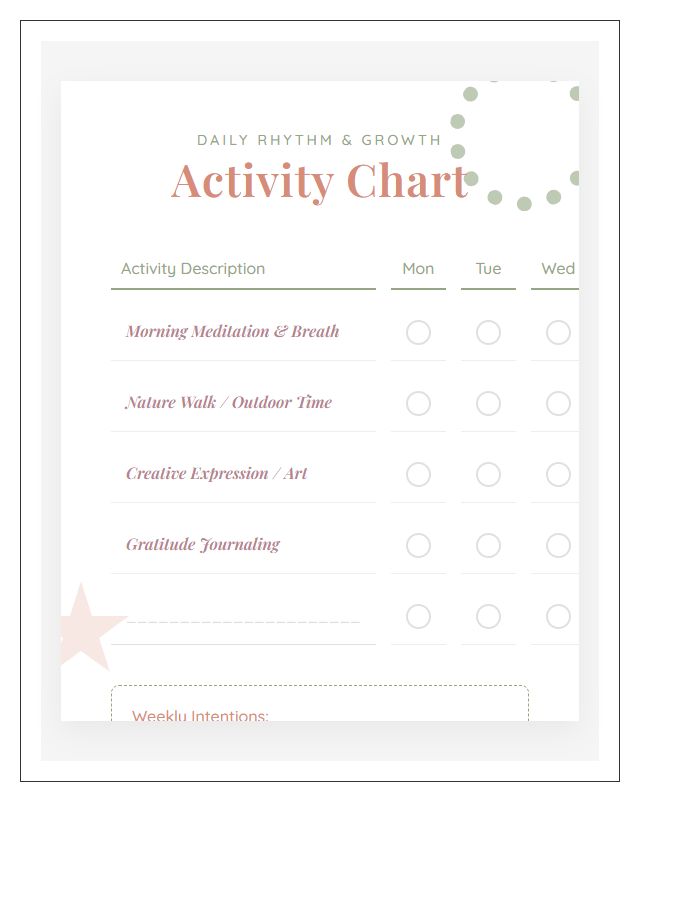 Boho Floral Illustration Activity Chart Printable