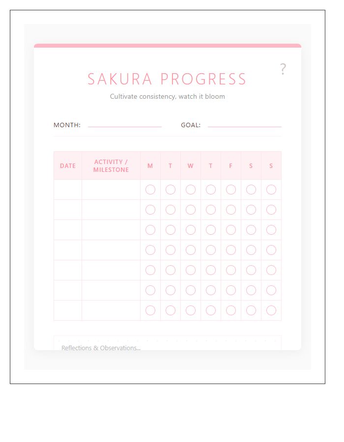 Cherry Blossom Aesthetic Tracker Chart Printable