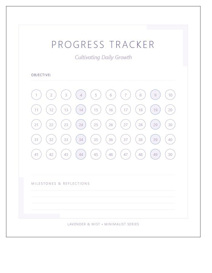 Lavender Floral Theme Progress Chart Printable