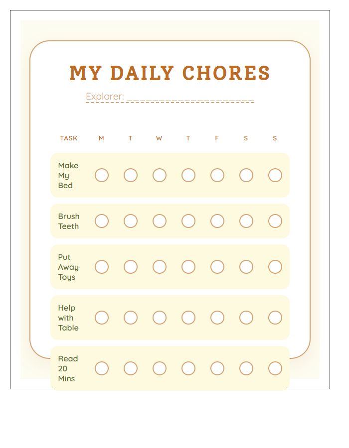 Boho Style Chore Chart Printable For Kids