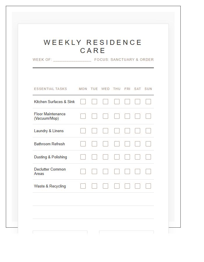 Chic Organizational Chore Chart Printable Document
