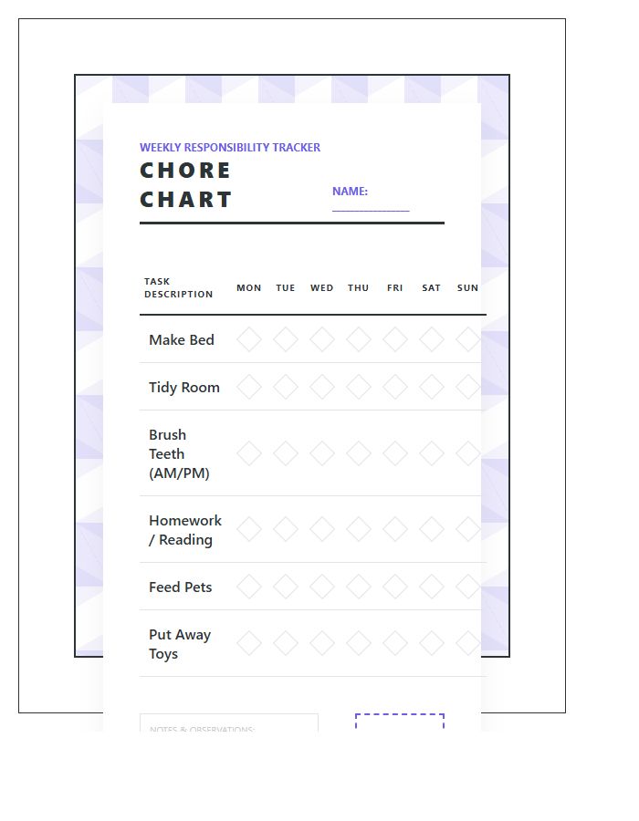 Geometric Pattern Chore Chart Printable