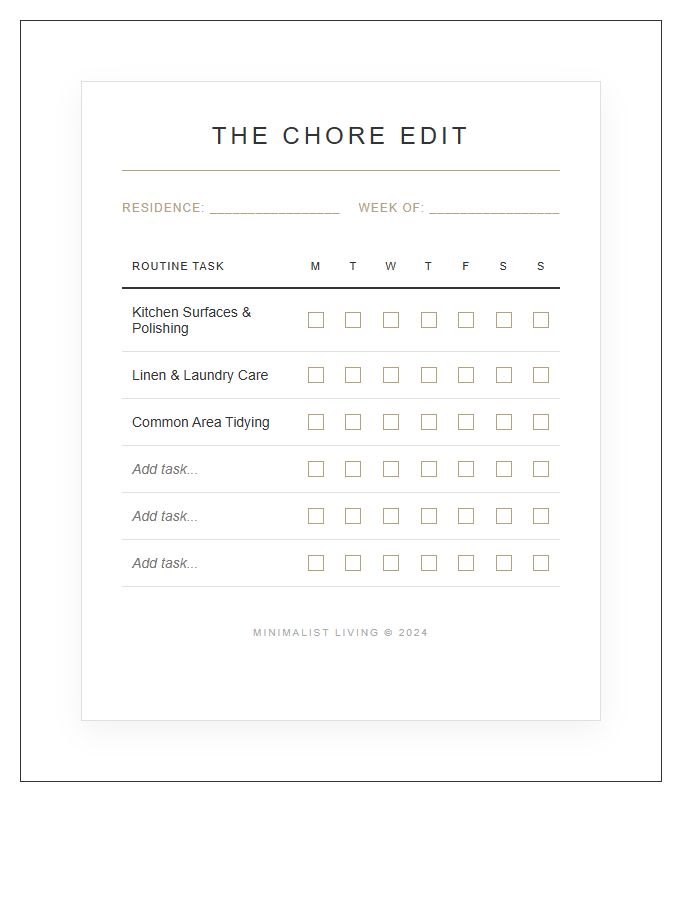Luxe Quality Home Chore Chart Printable