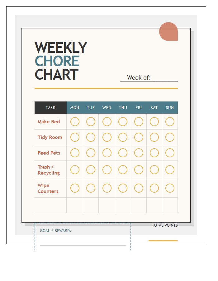Mid Century Modern Chore Chart Printable