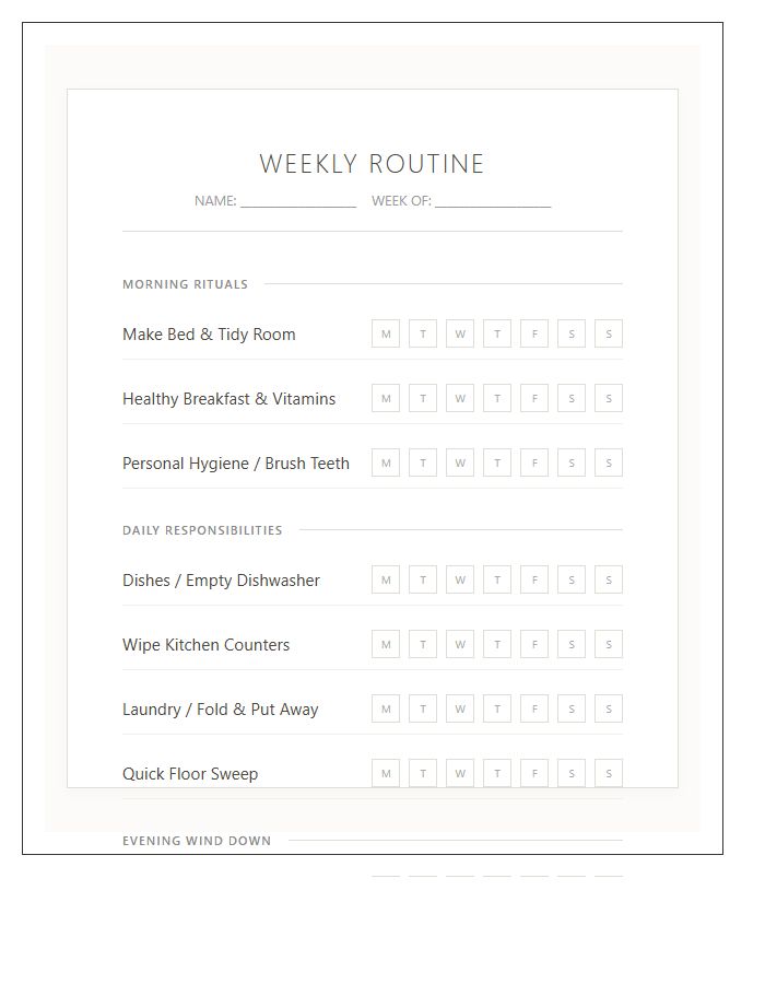 Neutral Tones Routine Chore Chart Printable