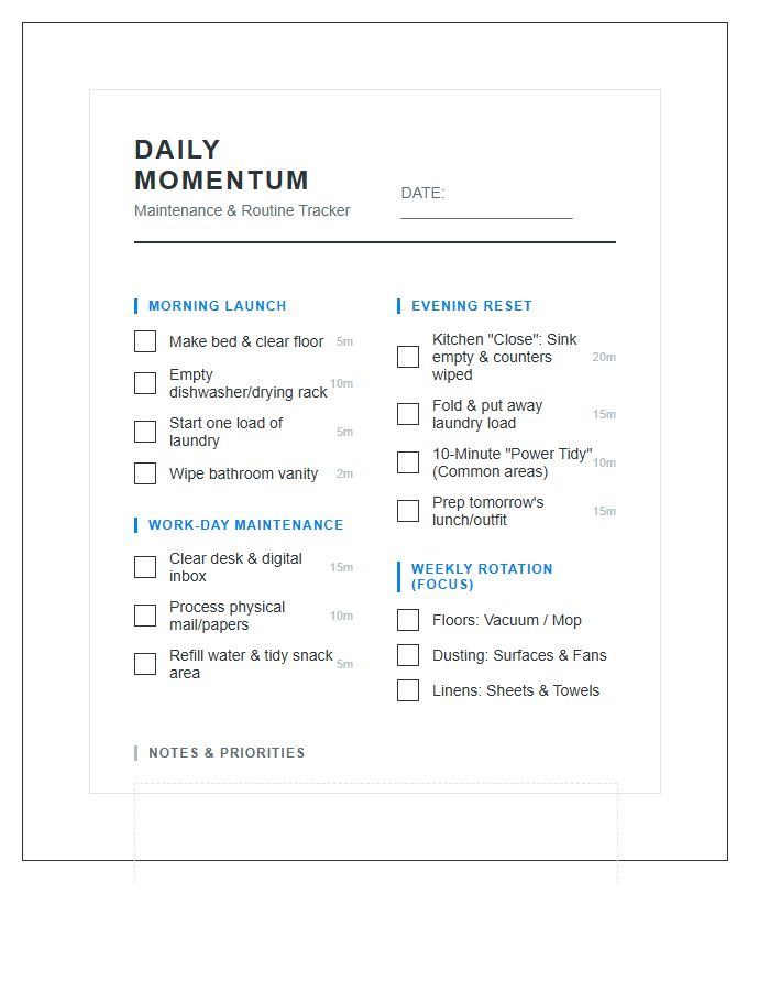 Comprehensive Daily Chore Chart Printable For Adults