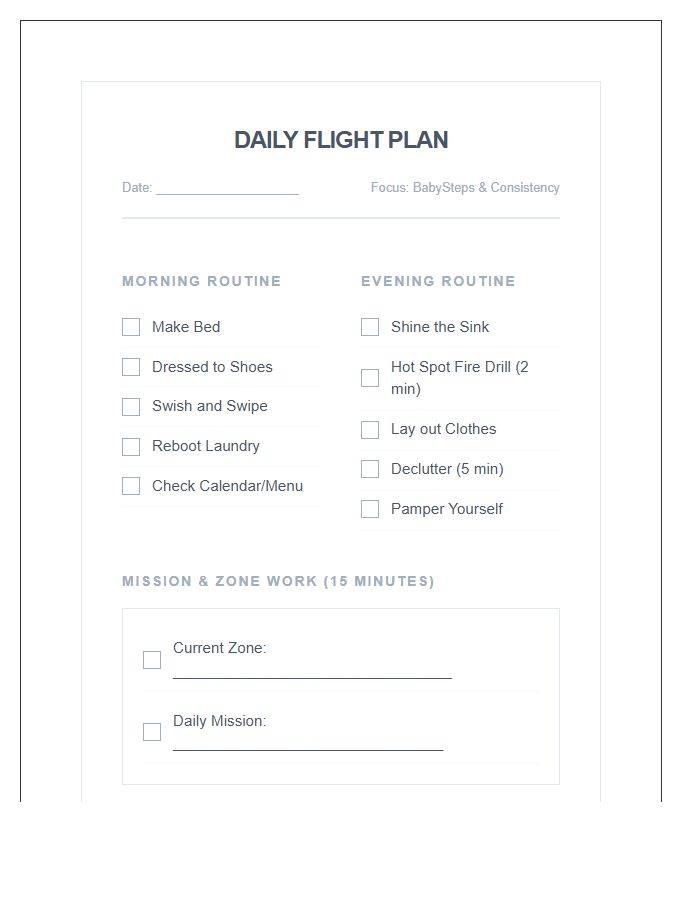 Flylady Inspired Daily Task Tracking Printable Chart