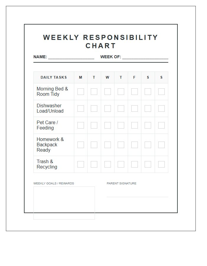 Professional Sibling Chore Chart Printable Graphics