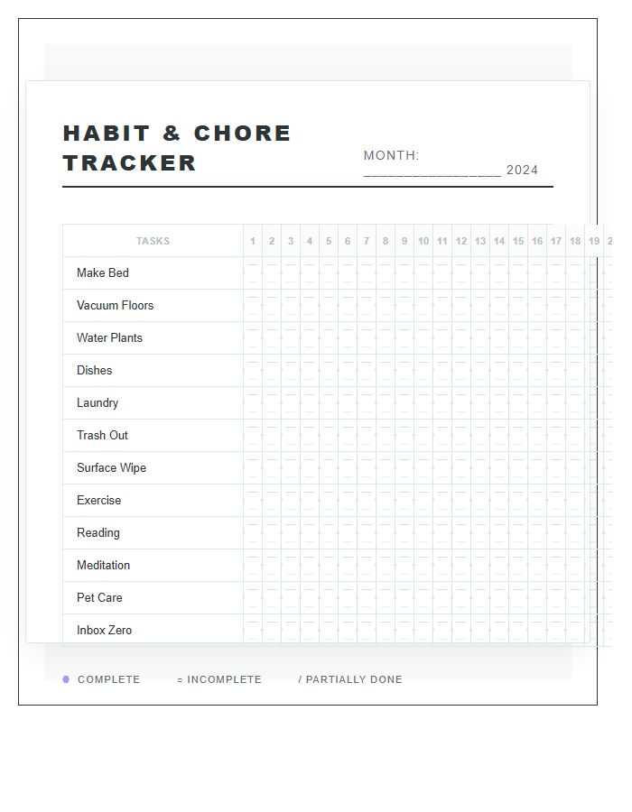 Geometric Habit Tracker Style Chore Chart Printable