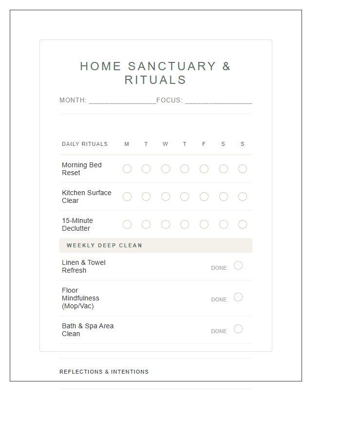 Wellness Habit Tracker Style Chore Chart Printable