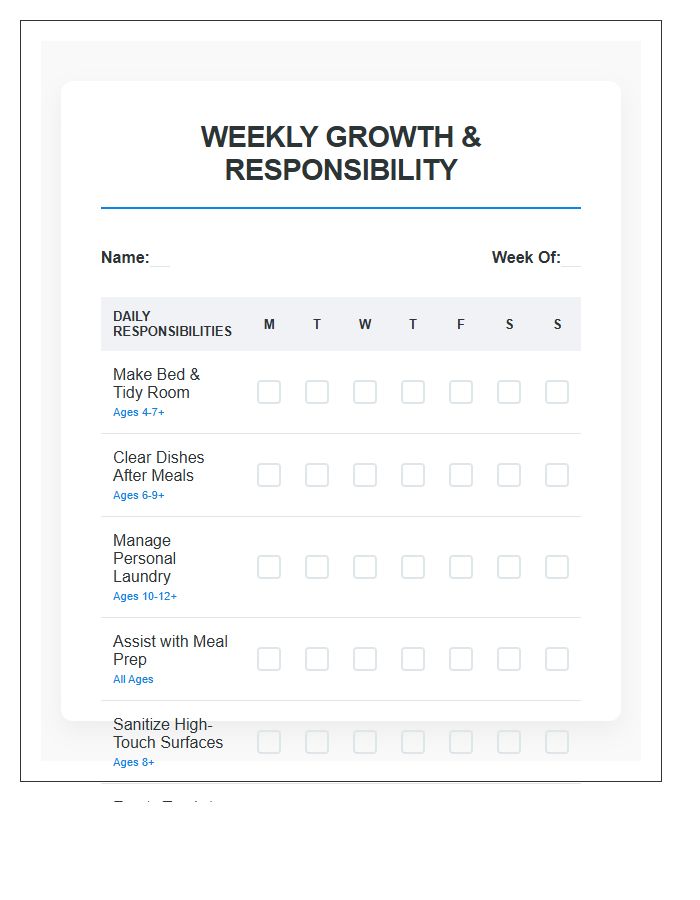 Age Appropriate Chore Chart Printable For Independent Growth