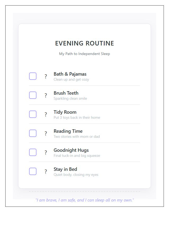 Evening Routine Chore Chart Printable For Independent Sleep