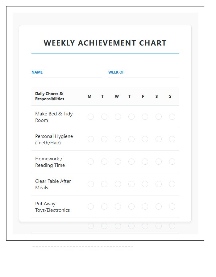 Goal Oriented Chore Chart Printable For Children