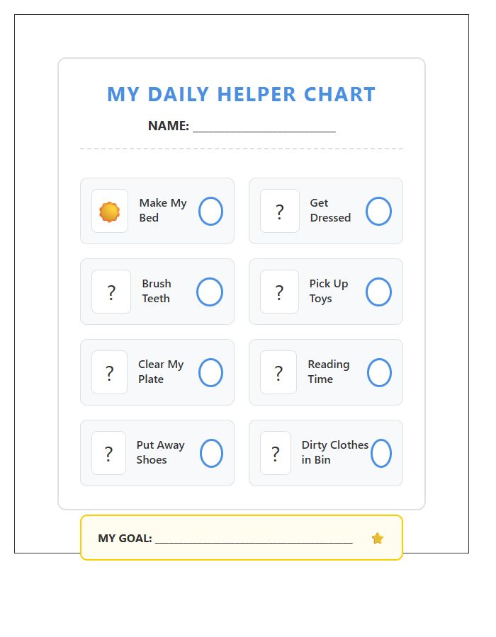 Visual Schedule Chore Chart Printable For Early Learners