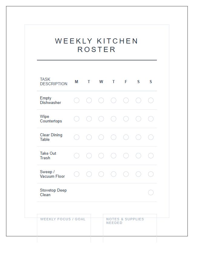 Aesthetic Printable Chore Chart For Modern Kitchens
