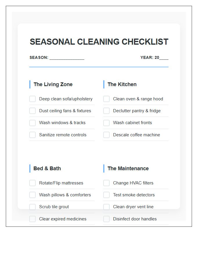 Seasonal Cleaning Printable Chore Chart For Busy Parents