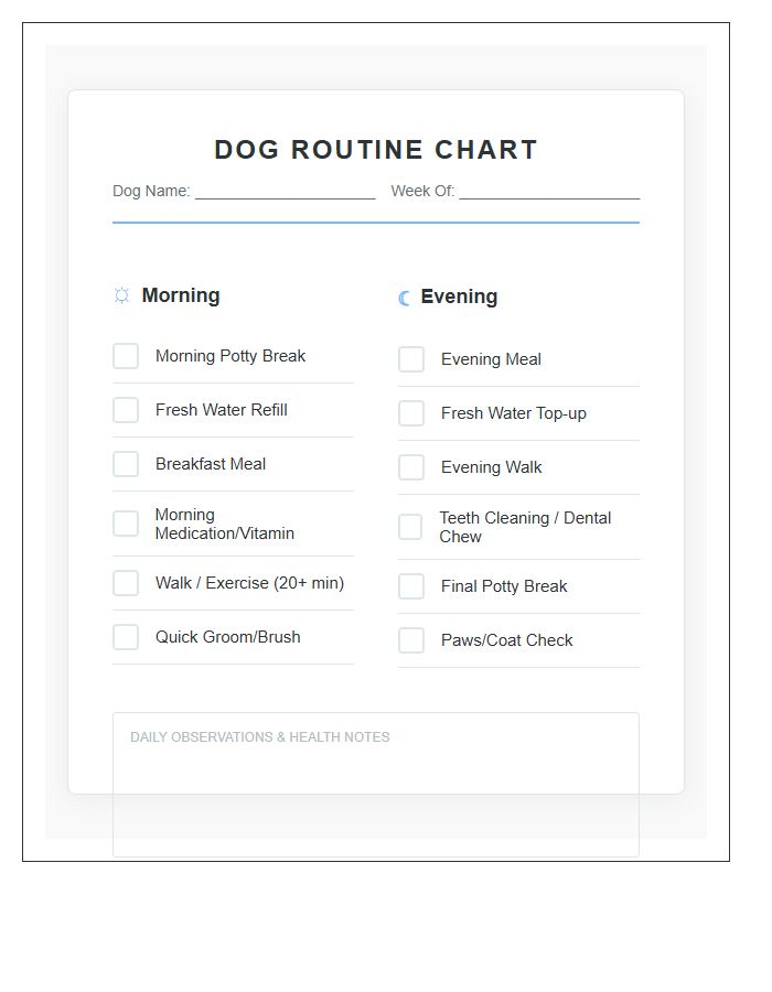 Morning And Evening Dog Routine Chart Printable