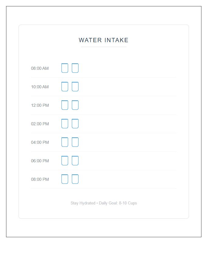 Morning To Evening Water Printable Chart