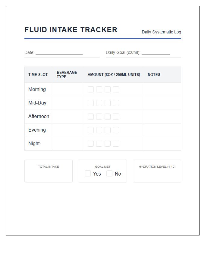Systematic Fluid Intake Printable Chart