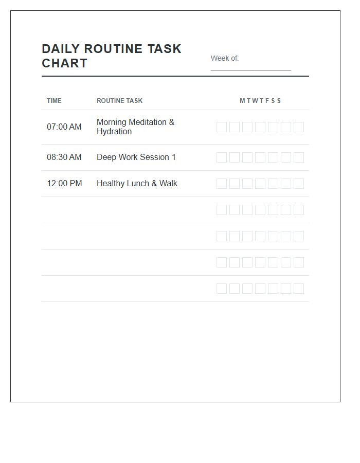 Daily Routine Task Completion Chart Printable