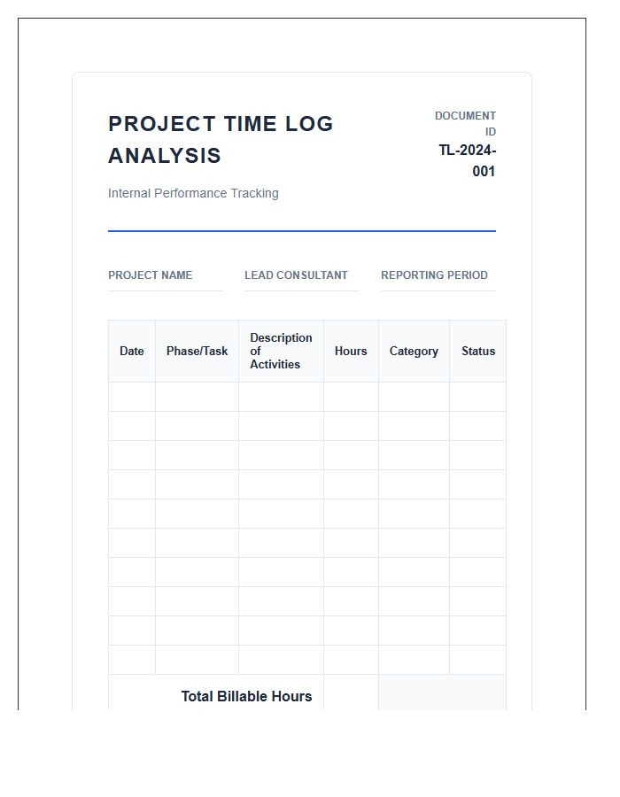 Business Printable Project Time Log Analysis Chart