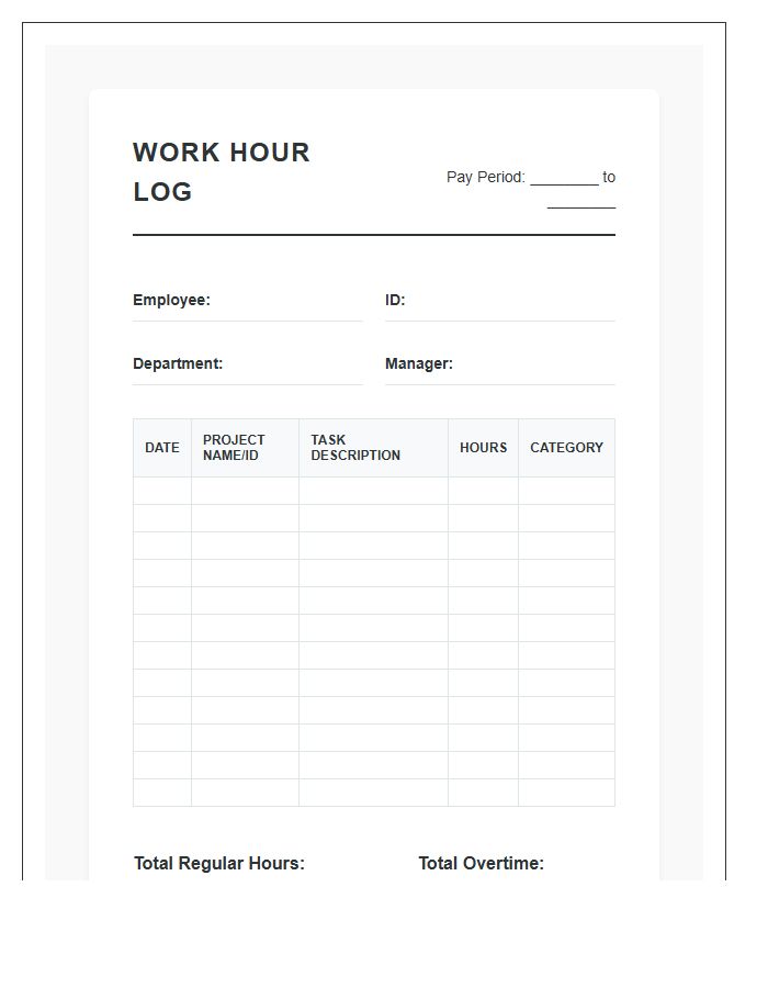 Printable Employee Work Hour Log Chart For Multiple Projects