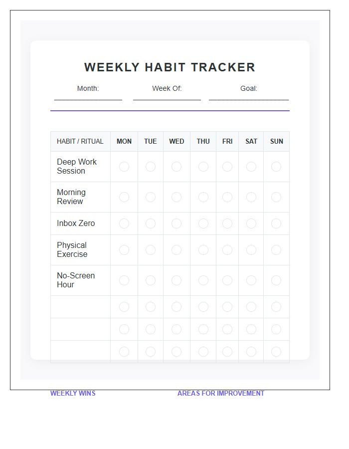 Productivity Boosting Printable Habit Chart