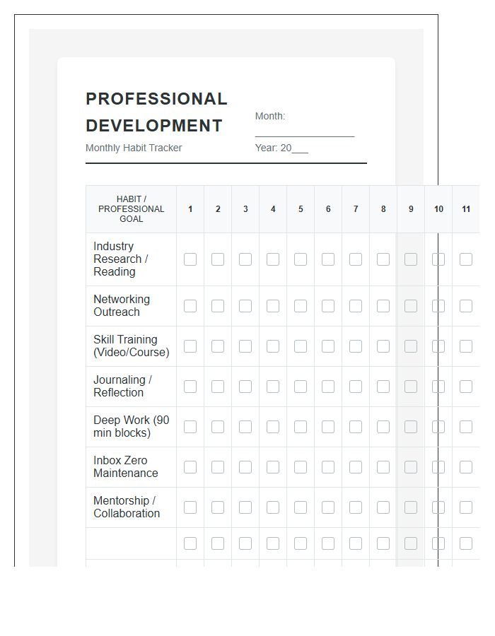 Professional Development Printable Habit Chart