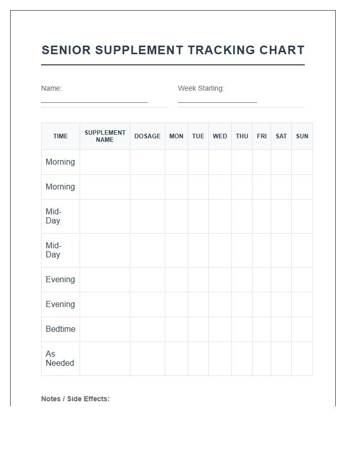 Printable Senior Citizen Supplement Tracking Chart
