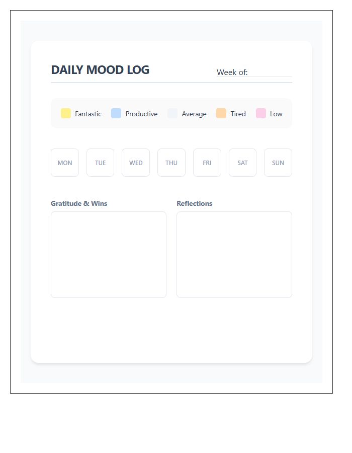 Colorful Minimalist Printable Daily Mood Log Chart