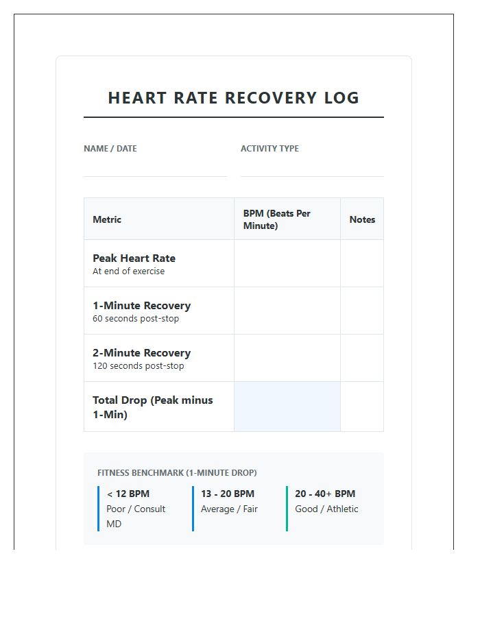 Post Workout Heart Rate Recovery Printable Chart